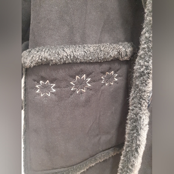 Coat vinatge fur manteau black coat noir FAUX FUR - Picture 3 of 4